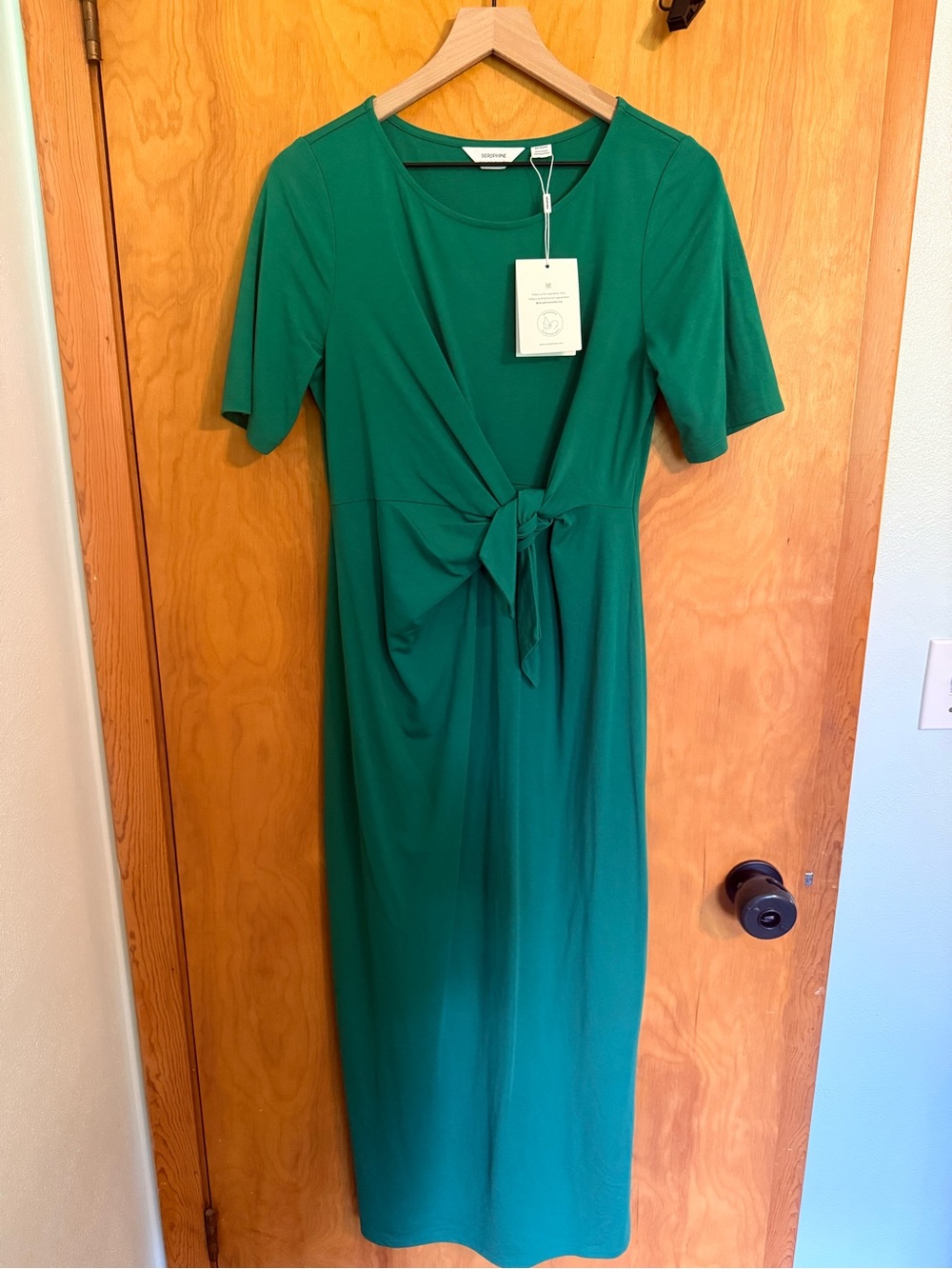 NWT Seraphine Ponte Roma Emerald Green Tie-Waist Midi Dress Size 10